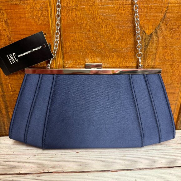 I.N.C. INTERNATIONAL CONCEPTS Framed Wing Clutch - Navy - Picture 2 of 4